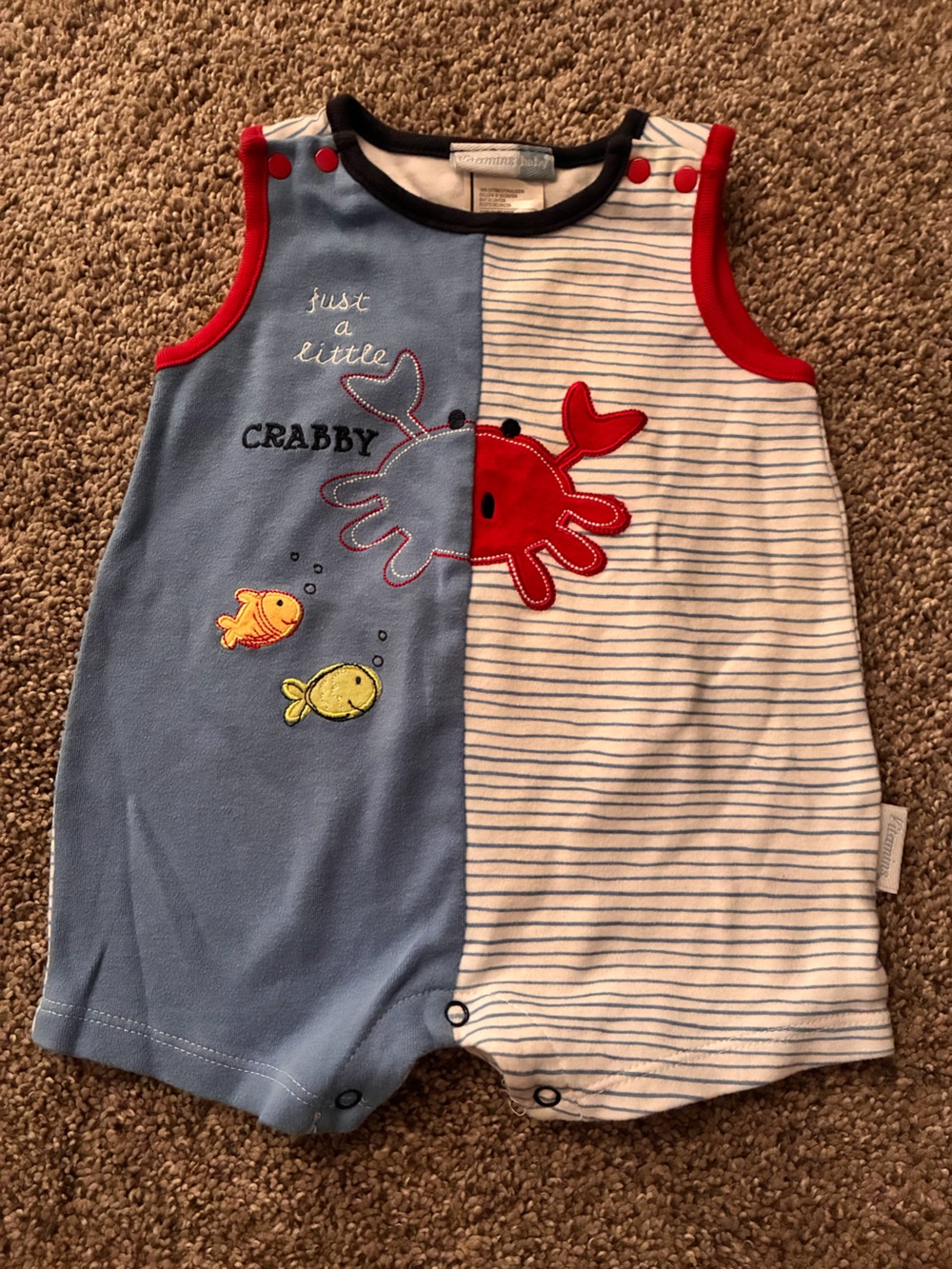 Vitamins Baby White and Navy Infant One-Piece